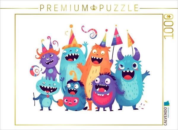 Produktbild: CALVENDO Puzzle Lustige Monster feiern eine Party. Geburtstagsparty | 1000 Teile Lege-Gr&ouml;&szlig;e 64x48cm Foto-Puzzle f&uuml;r gl&uuml;ckliche Stunden