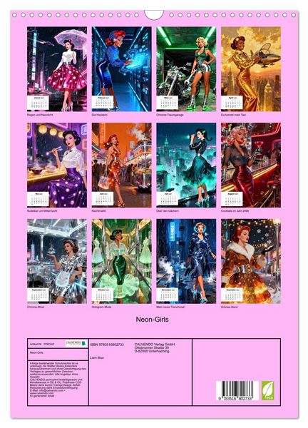 Produktbild: Neon-Girls (Wandkalender 2027 DIN A3 hoch), CALVENDO Monatskalender