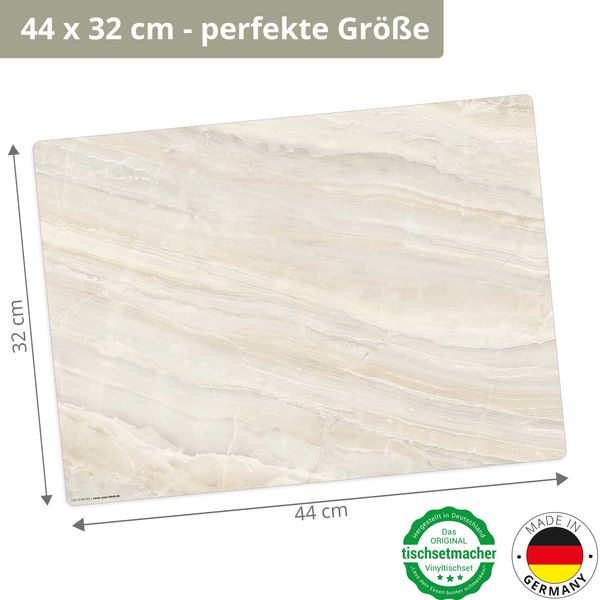 Produktbild: Tischsetmacher Tischsets Marmorplatte mit beiger Maserung, aus hochwertigem Vinyl (4 St&uuml;ck), 44 x 32 cm
