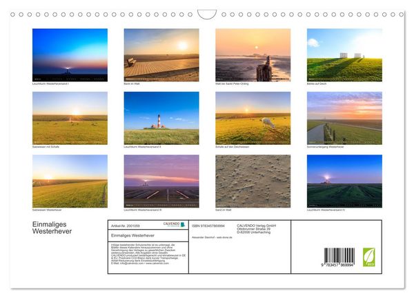 Produktbild: Einmaliges Westerhever (Wandkalender 2026 DIN A3 quer), CALVENDO Monatskalender
