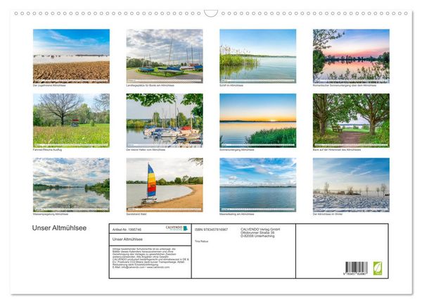 Produktbild: Unser Altm&uuml;hlsee (Wandkalender 2026 DIN A2 quer), CALVENDO Monatskalender