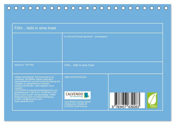 Produktbild: F&ouml;hr... liebt in eine Insel (Tischkalender 2026 DIN A5 quer), CALVENDO Monatskalender