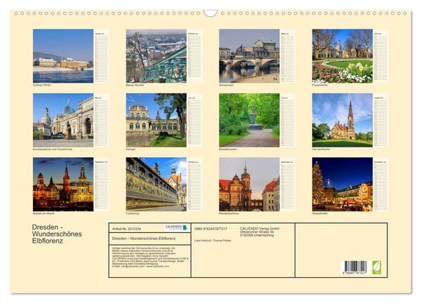 Produktbild: Dresden - Wundersch&ouml;nes Elbflorenz (Wandkalender 2026 DIN A2 quer), CALVENDO Monatskalender