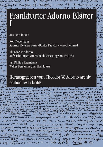 Produktbild: Frankfurter Adorno Bl&auml;tter I