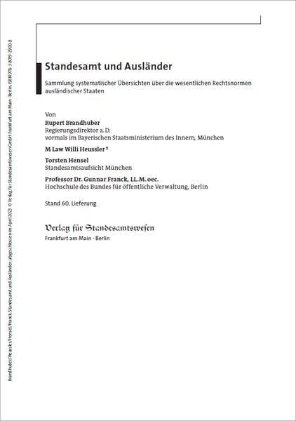 Produktbild: Standesamt und Ausl&auml;nder