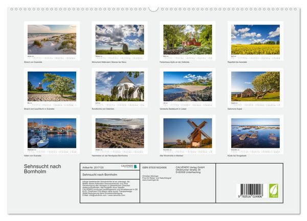Produktbild: Sehnsucht nach Bornholm (hochwertiger Premium Wandkalender 2026 DIN A2 quer), Kunstdruck in Hochglanz