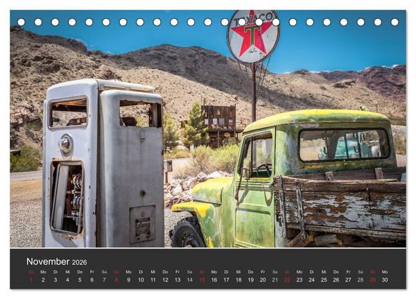 Produktbild: Vergessene Zeitzeugen entlang der Route 66 (Tischkalender 2026 DIN A5 quer), CALVENDO Monatskalender
