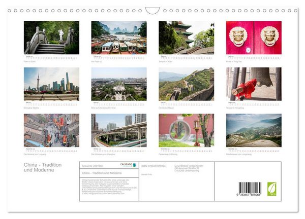 Produktbild: China - Tradition und Moderne (Wandkalender 2026 DIN A3 quer), CALVENDO Monatskalender