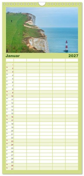 Produktbild: Familienplaner 2027 - Seven Sisters - Gro&szlig;britanniens h&ouml;chste Kreidefelsen mit 5 Spalten (Wandkalender, 21 x 45 cm) CALVENDO