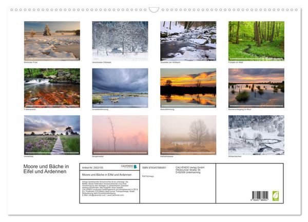 Produktbild: Moore und B&auml;che in Eifel und Ardennen (Wandkalender 2026 DIN A2 quer), CALVENDO Monatskalender