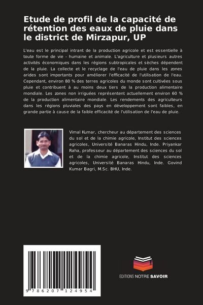 Produktbild: Etude de profil de la capacit&eacute; de r&eacute;tention des eaux de pluie dans le district de Mirzapur, UP