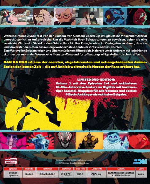 Produktbild: DAN DA DAN - Staffel 1, Volume 1 LTD. - Mit Pl&uuml;sch-Anh&auml;nger und Sammelklappbox f&uuml;r alle Volumes