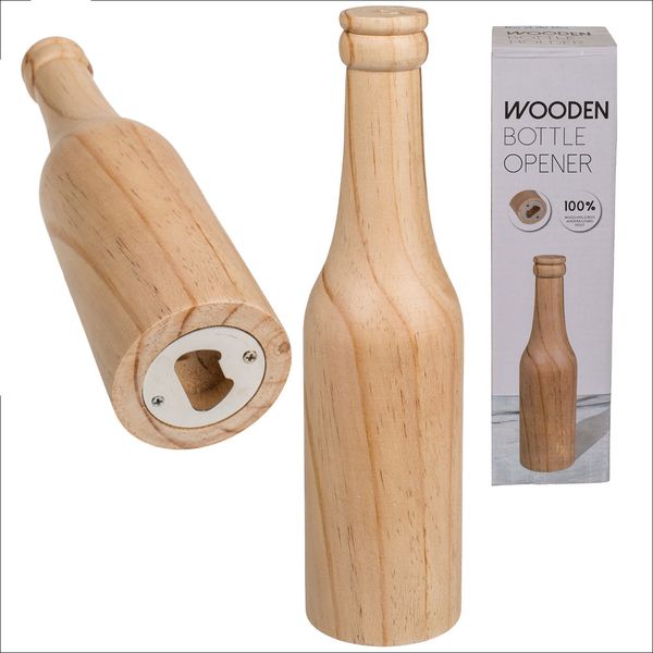 Metall-Flaschenöffner Flasche, mit Holzgriff, ca. 24 cm, im
