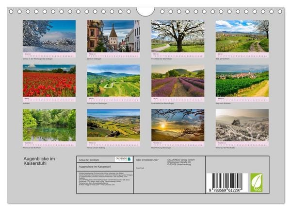 Produktbild: Augenblicke im Kaiserstuhl (Wandkalender 2027 DIN A4 quer), CALVENDO Monatskalender