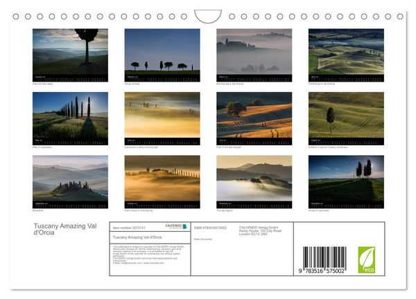 Produktbild: Tuscany Amazing Val d'Orcia (Wall Calendar 2026 DIN A4 landscape), CALVENDO 12 Month Wall Calendar