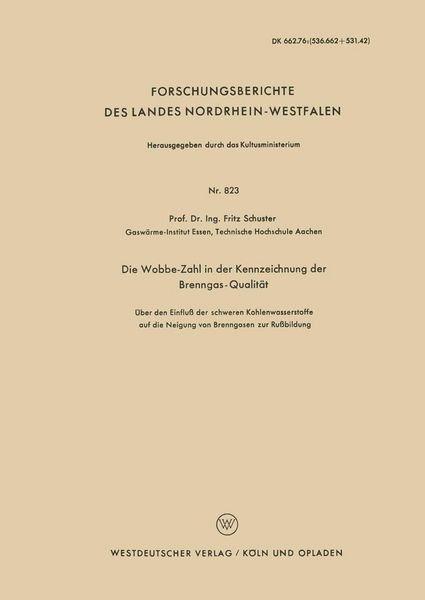 Produktbild: Die Wobbe-Zahl in der Kennzeichnung der Brenngas-Qualit&auml;t