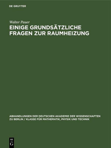 Produktbild: Einige grunds&auml;tzliche Fragen zur Raumheizung