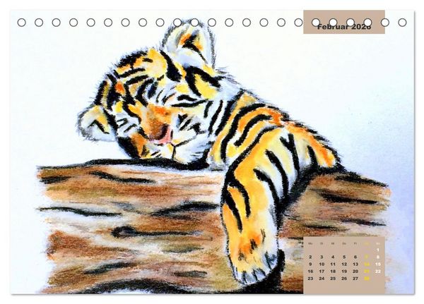 Produktbild: PortraiTierART Gro&szlig;katzen - Wundervolle Portraitzeichnungen (Tischkalender 2026 DIN A5 quer), CALVENDO Monatskalender