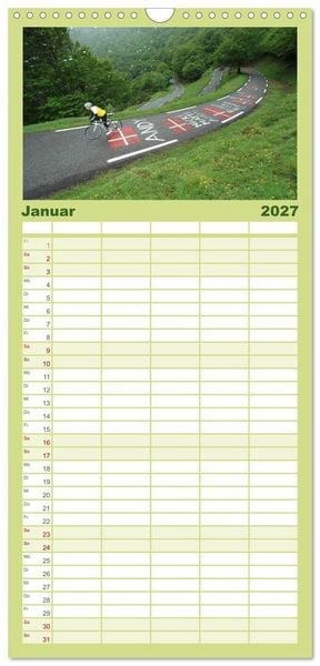 Produktbild: Familienplaner 2027 - Pyren&auml;enp&auml;sse mit dem Rennrad 2027 mit 5 Spalten (Wandkalender, 21 x 45 cm) CALVENDO