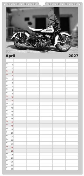 Produktbild: Familienplaner 2027 - Harley Davidson WLA 750 in Schwarzweiss mit 5 Spalten (Wandkalender, 21 x 45 cm) CALVENDO