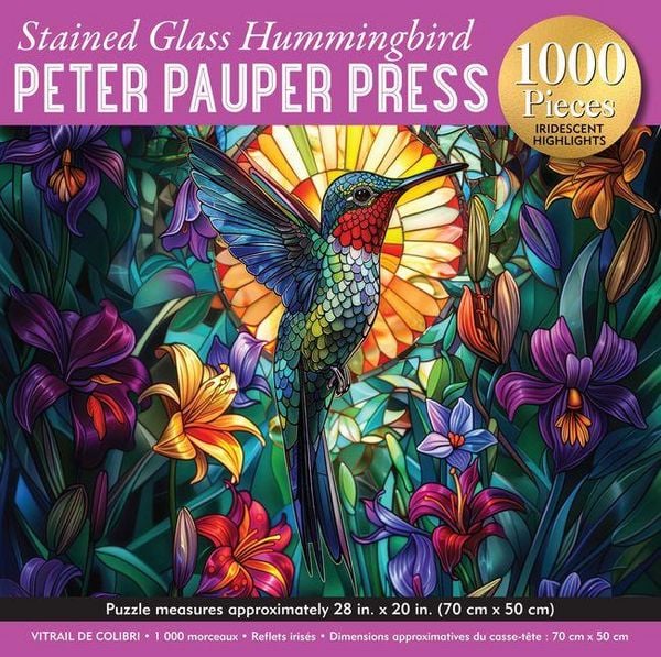 Produktbild: Stained Glass Hummingbird 1000-Piece Jigsaw Puzzle (Gold Foil Highlights)
