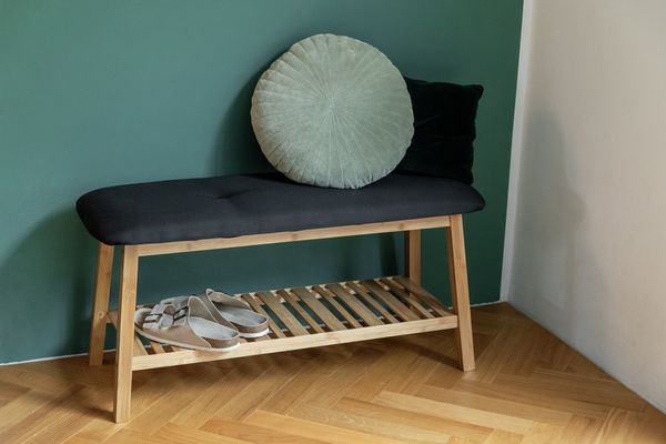 Produktbild: Schuhbank mit Sitzpolster Mod. Ecori, Bambus, recyceltes Polyester