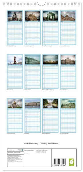 Produktbild: Familienplaner 2027 - Sankt Petersburg - "Venedig des Nordens" mit 5 Spalten (Wandkalender, 21 x 45 cm) CALVENDO