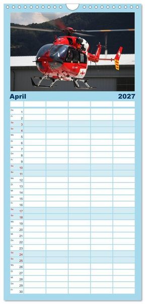 Produktbild: Familienplaner 2027 - Helikopter in der Luft mit 5 Spalten (Wandkalender, 21 x 45 cm) CALVENDO