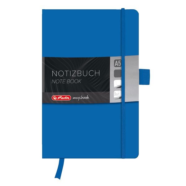 Produktbild: Herlitz Notizbuch Classic A5 96 Blatt my.book blue, Leseband und Falttasche