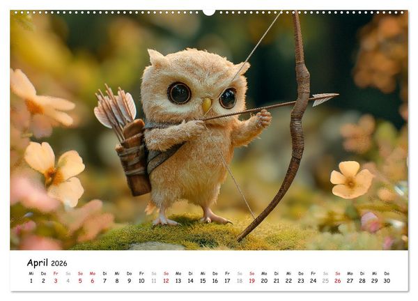 Produktbild: Eulen im Wald - Die geheimen Jobs und Aufgaben (Wandkalender 2026 DIN A2 quer), CALVENDO Monatskalender