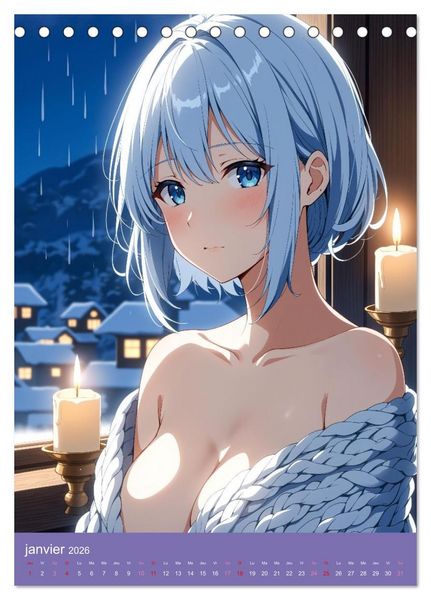 Produktbild: MANGA SENSUEL - Beaut&eacute;s japonaises d&eacute;nud&eacute;es et s&eacute;duisantes (Calendrier de bureau 2026 DIN A5 horizontal), CALVENDO calendrier mensuel
