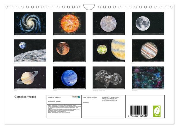 Produktbild: Gemaltes Weltall (Wandkalender 2026 DIN A4 quer), CALVENDO Monatskalender