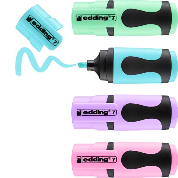 Produktbild: Edding Textmarker 7 Mini Pastel Power, 4er Set