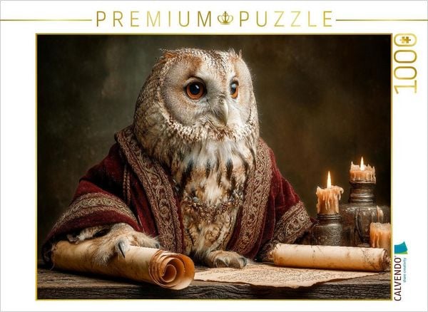CALVENDO Puzzle Weise Eule im Palast | 1000 Teile Lege-Größe 64x48cm Foto-Puzzle für glückliche Stunden