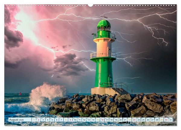 Produktbild: Leuchtturm Gewitter (Wandkalender 2026 DIN A2 quer), CALVENDO Monatskalender