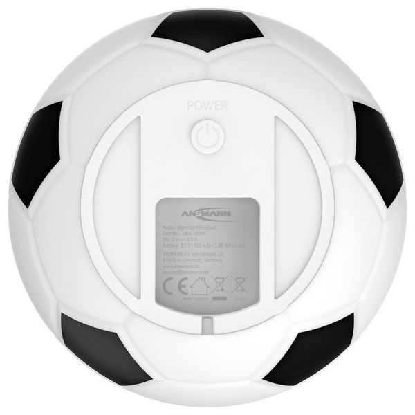 Produktbild: Ansmann LED-Silikonlicht Fu&szlig;ball wiederaufladbar 1800-0099 LED-Leuchtkugel, LED-Nachtlicht LED