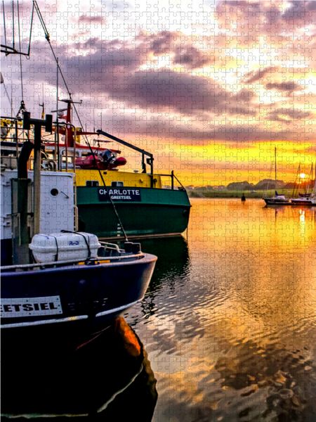 Produktbild: CALVENDO Puzzle Kutter im Sonnenaufgang 1000 Teile Lege-Gr&ouml;&szlig;e 48 x 64 cm Foto-Puzzle Bild von Andrea Dreegmeyer