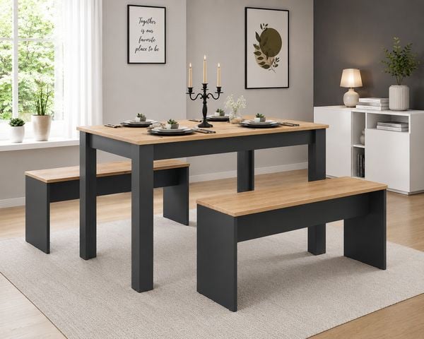 Produktbild: Holz Essgruppe Tischgruppe Tisch B&auml;nke Esal XL