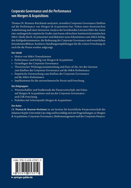 Produktbild: Corporate Governance und die Performance von Mergers & Acquisitions