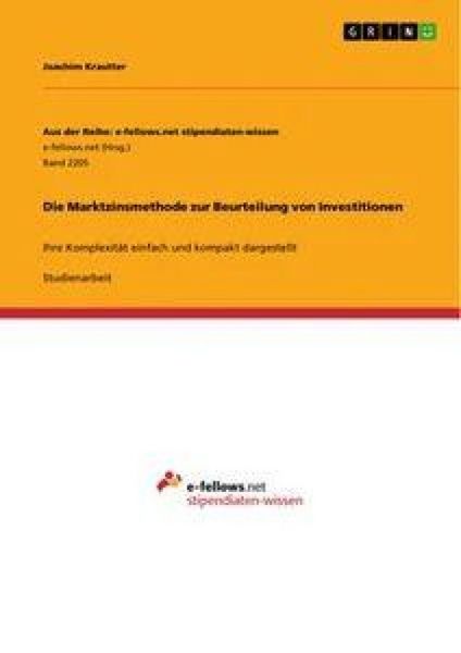 Produktbild: Die Marktzinsmethode zur Beurteilung von Investitionen