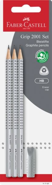 Produktbild: Faber-Castell Bleistift Grip 2001 HB 3er Set mit Radierer