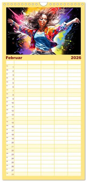 Produktbild: Familienplaner 2026 - Color Dance Art mit 5 Spalten (Wandkalender, 21 x 45 cm) CALVENDO