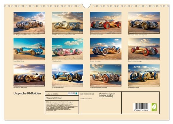 Produktbild: Utopische KI-Boliden (Wandkalender 2026 DIN A3 quer), CALVENDO Monatskalender