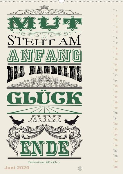 Produktbild: Die sch&ouml;nsten Lebensweisheiten Typo - Kalender (Premium, hochwertiger DIN A2 Wandkalender 2020, Kunstdruck in Hochglanz)