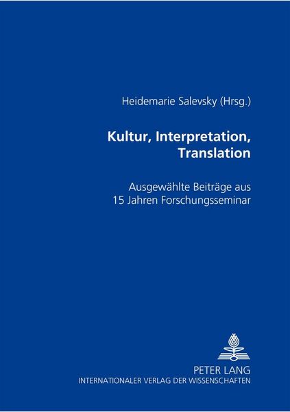 Produktbild: Kultur, Interpretation, Translation