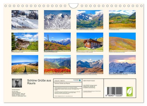 Produktbild: Sch&ouml;ne Gr&uuml;&szlig;e aus Rauris (Wandkalender 2026 DIN A4 quer), CALVENDO Monatskalender