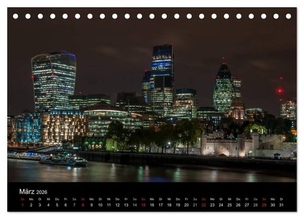 Produktbild: London - Nachts an der Themse (Tischkalender 2026 DIN A5 quer), CALVENDO Monatskalender