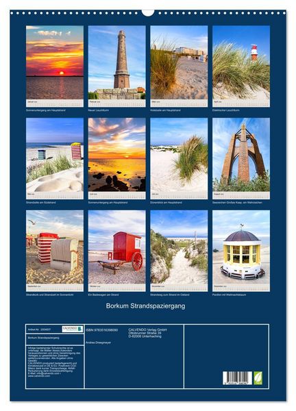 Produktbild: Borkum Strandspaziergang (Wandkalender 2026 DIN A2 hoch), CALVENDO Monatskalender