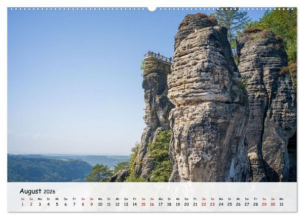 Produktbild: S&auml;chsische Schweiz - Beeindruckende Felsen und unber&uuml;hrte Natur (Wandkalender 2026 DIN A2 quer), CALVENDO Monatskalender