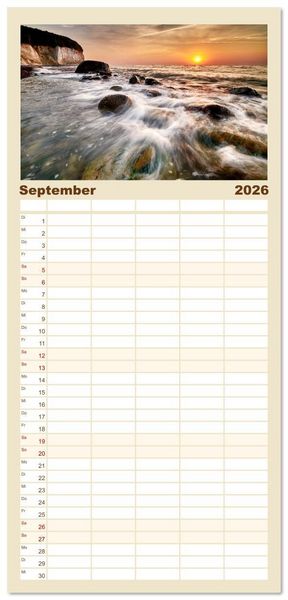 Produktbild: Familienplaner 2026 - Vorpommern im Fokus mit 5 Spalten (Wandkalender, 21 x 45 cm) CALVENDO